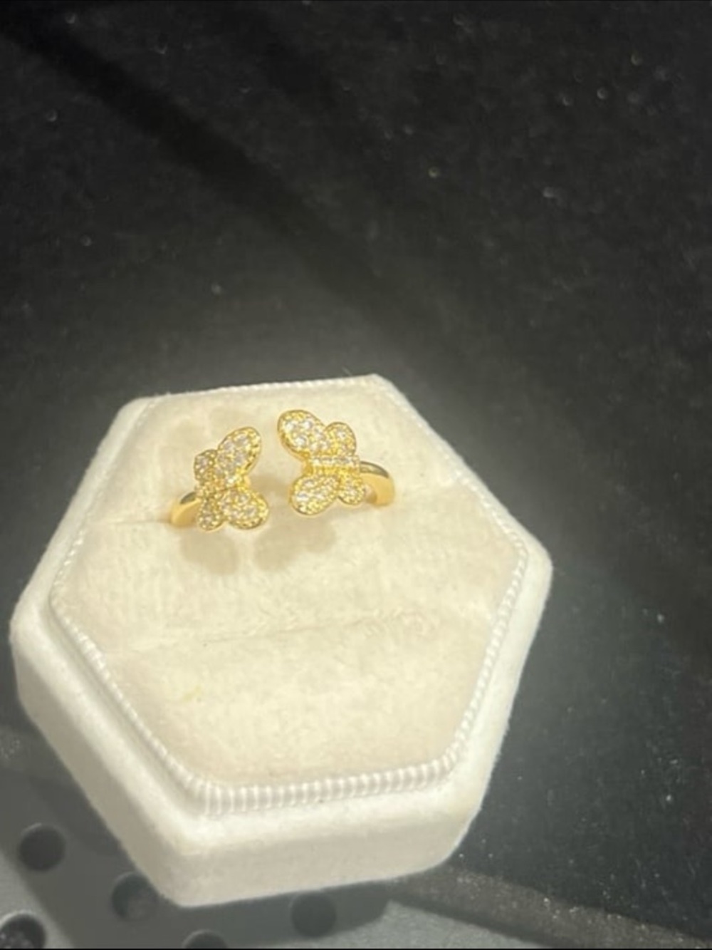 Gd plated pure silver adjustable size 8 ring 925 stamped with butterflies #394 - Picture 9 of 9